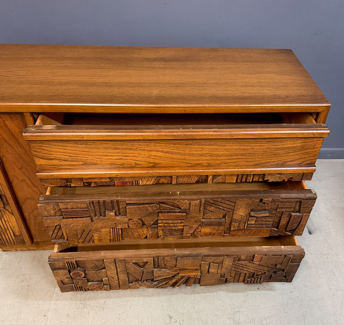 Lane Pueblo Brutalist Sculptural Cabinet, United States, 1970s
