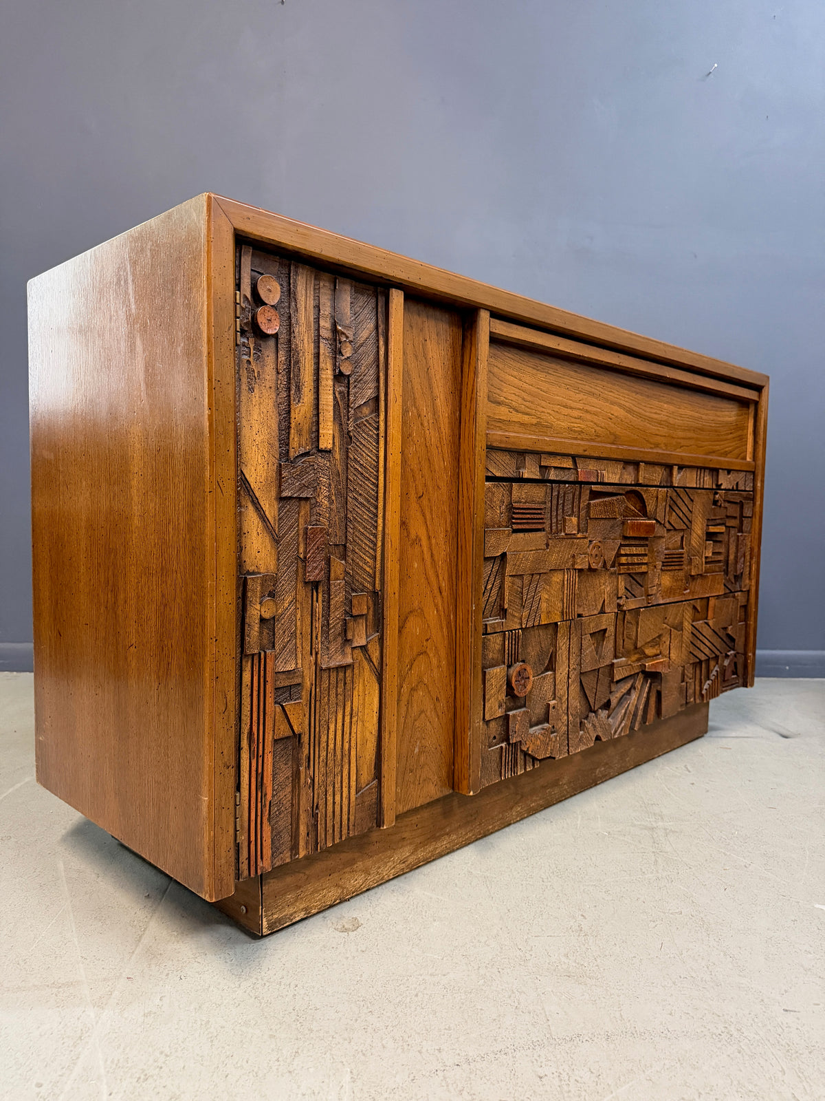 Lane Pueblo Brutalist Sculptural Cabinet, United States, 1970s