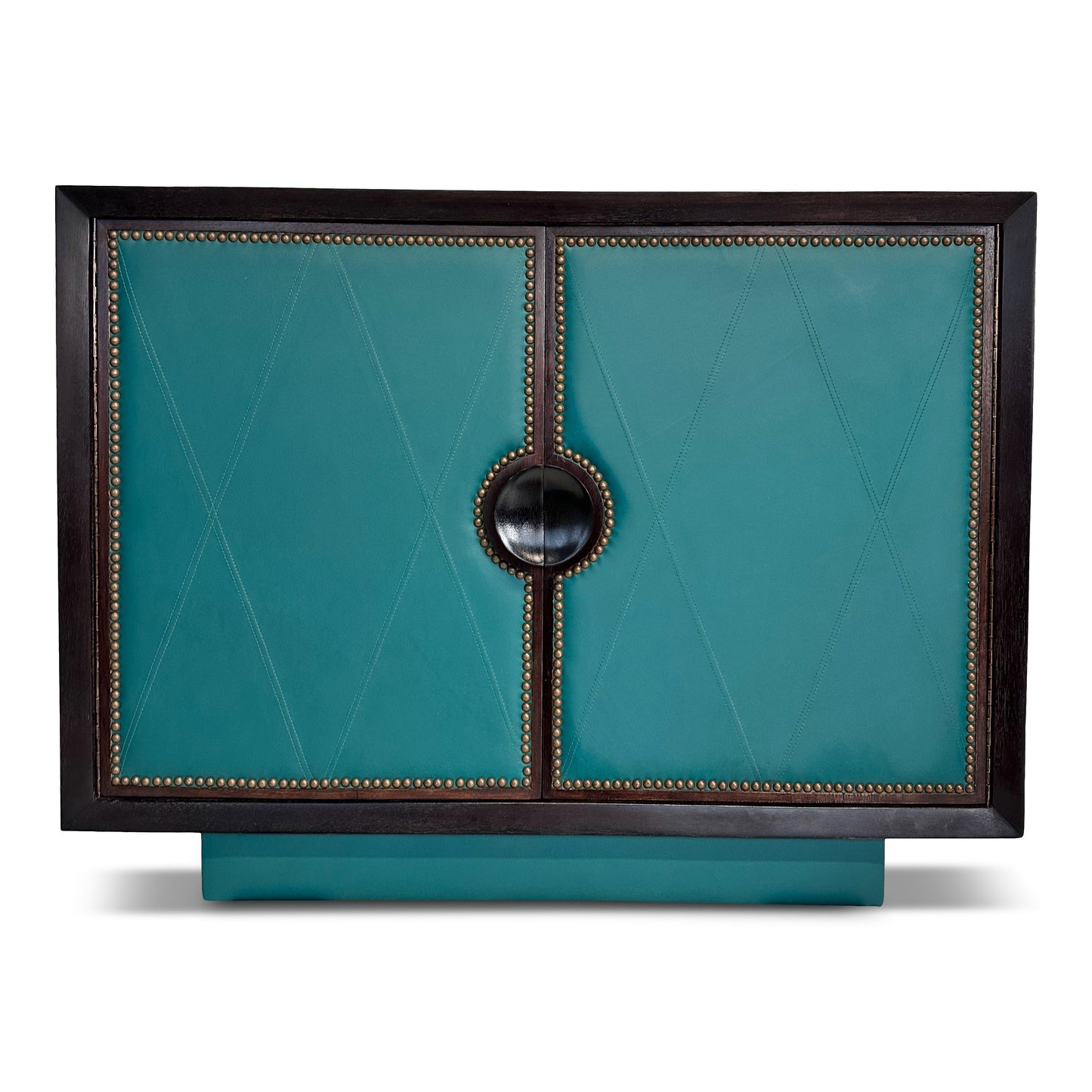 SOLD – Art Deco 1930s Leather Front 5 Drawer Commode the Style of Parzinger Originals