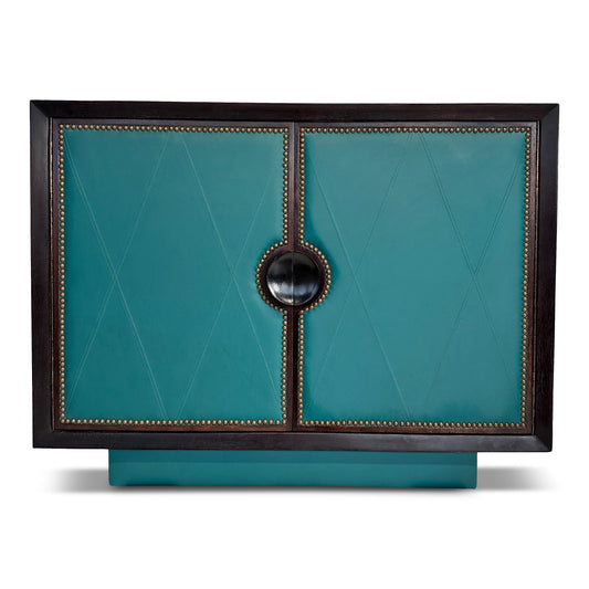 SOLD – Art Deco 1930s Leather Front 5 Drawer Commode the Style of Parzinger Originals