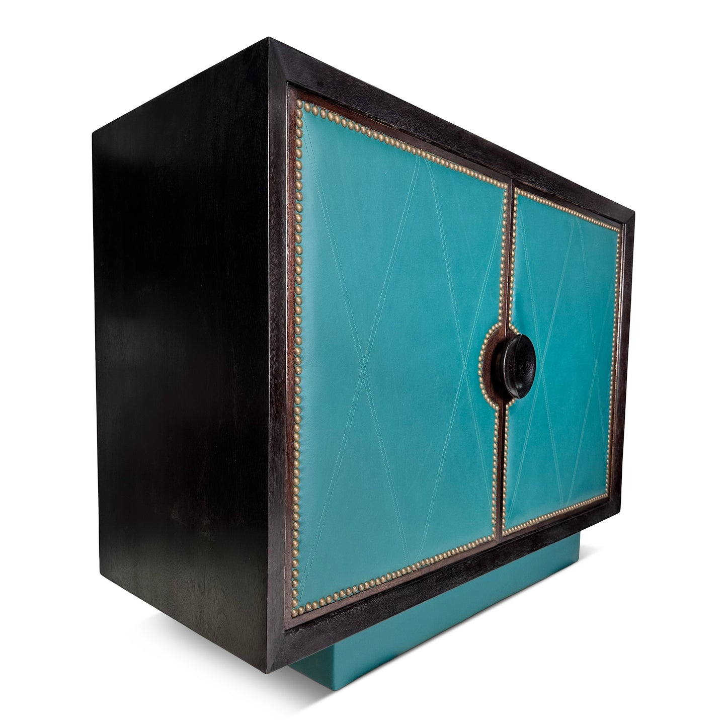 SOLD – Art Deco 1930s Leather Front 5 Drawer Commode the Style of Parzinger Originals