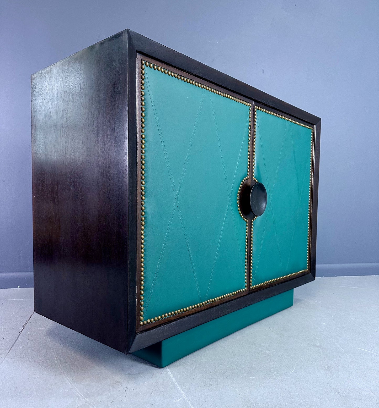 SOLD – Art Deco 1930s Leather Front 5 Drawer Commode the Style of Parzinger Originals