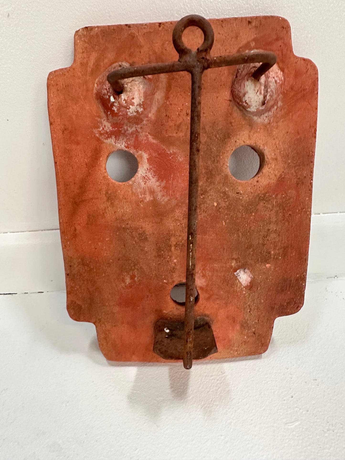 SOLD – 1960s Italian Terracotta Mask Candle Sconce