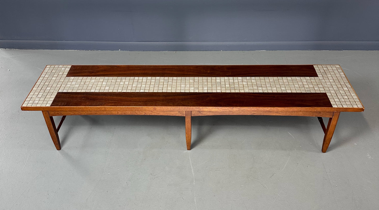 SOLD – 1970s Lane " Monte Carlo" Coffee Table with Inlaid Tile Design Mid Century