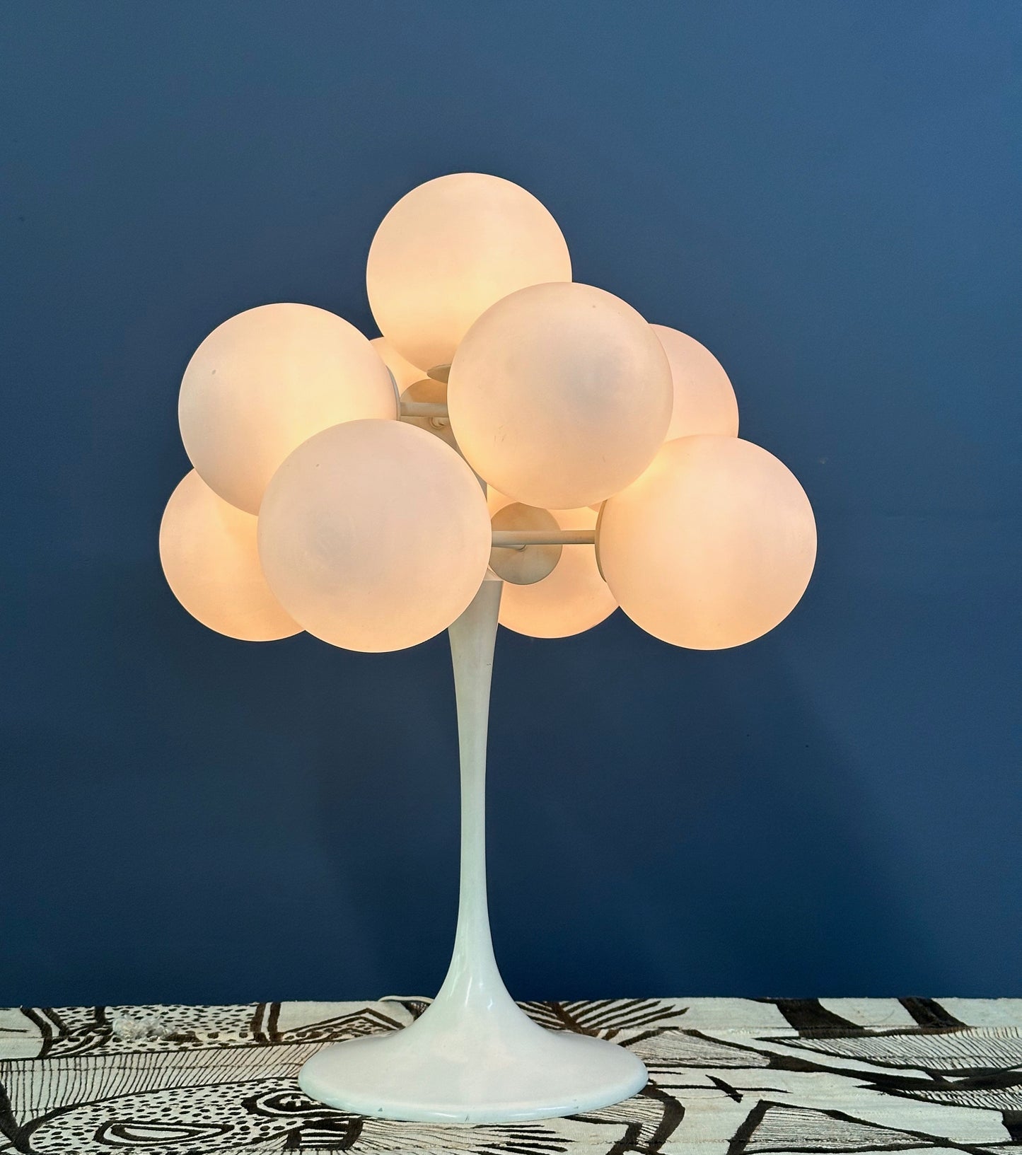 SOLD – Max Bill 9 White Opaline Globe Table Lamp Mid Century