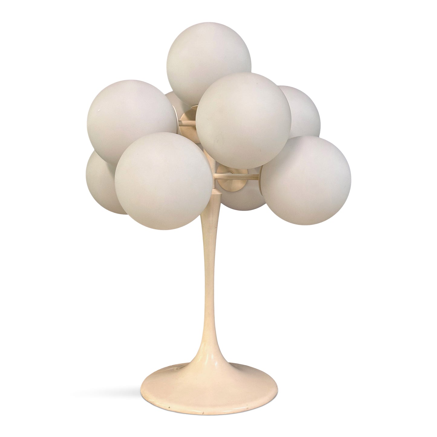 SOLD – Max Bill 9 White Opaline Globe Table Lamp Mid Century