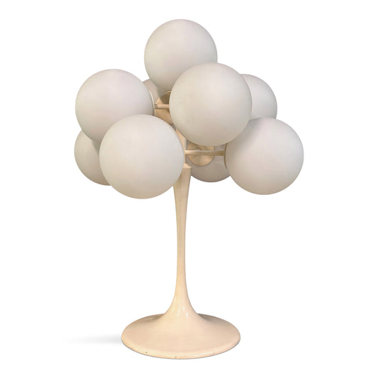 SOLD – Max Bill 9 White Opaline Globe Table Lamp Mid Century