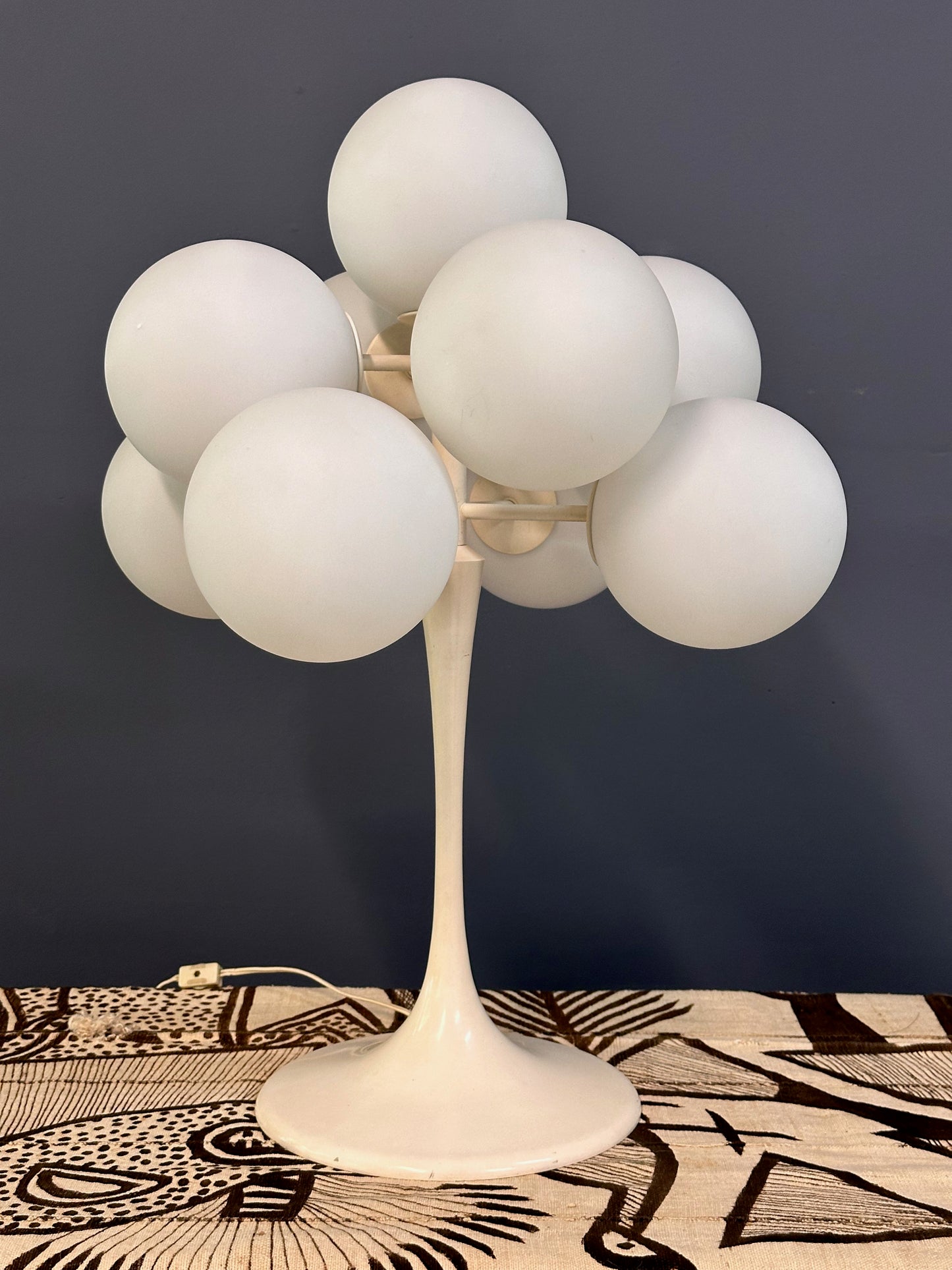 SOLD – Max Bill 9 White Opaline Globe Table Lamp Mid Century