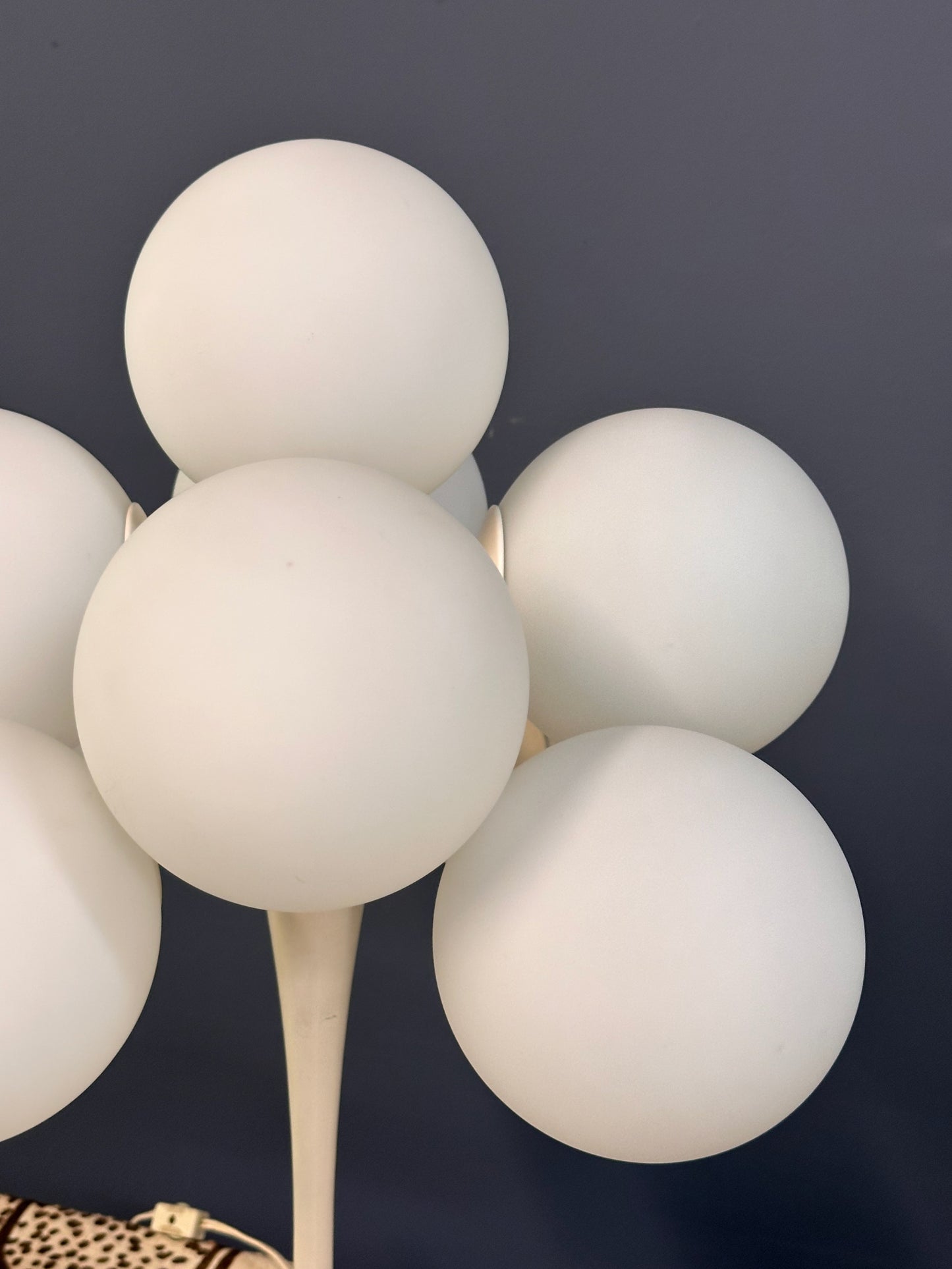 SOLD – Max Bill 9 White Opaline Globe Table Lamp Mid Century
