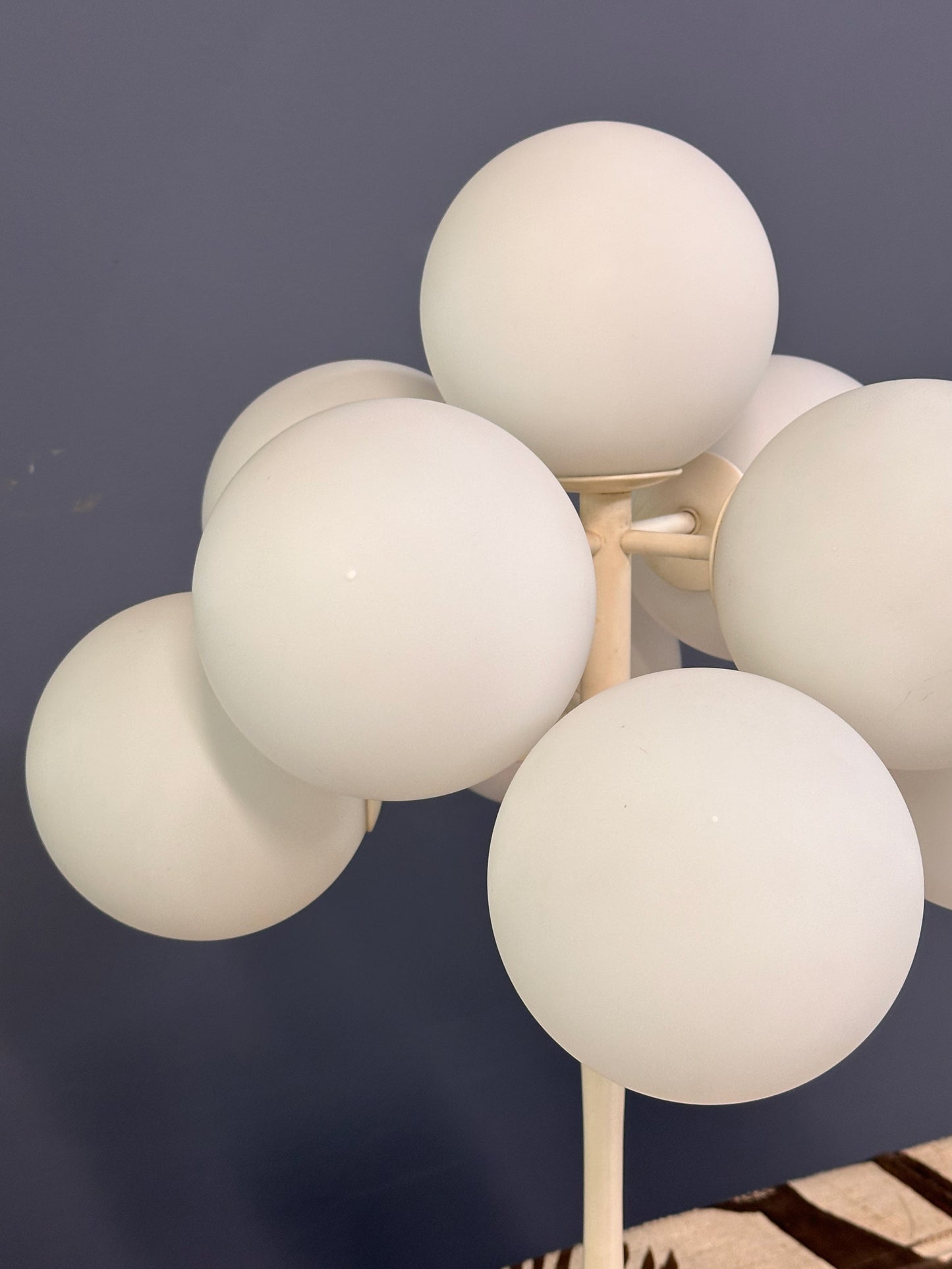 SOLD – Max Bill 9 White Opaline Globe Table Lamp Mid Century