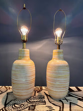 Load image into Gallery viewer, 1960s Design Technics Pair of Ceramic Table Lamps in Orange and Yellow