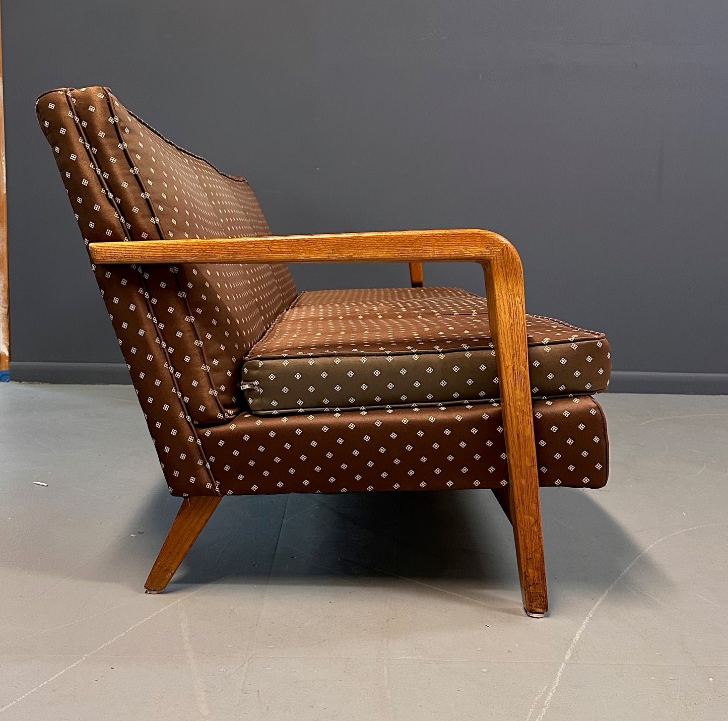 1960s American Studio/Craft Oak Sofa with Thistle Carving Mid Century