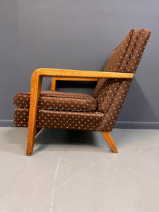 American Studio/Craft Oak Lounge Chair with Thistle Carving Mid Century