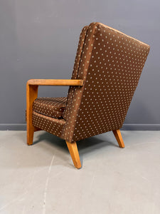 American Studio/Craft Oak Lounge Chair with Thistle Carving Mid Century