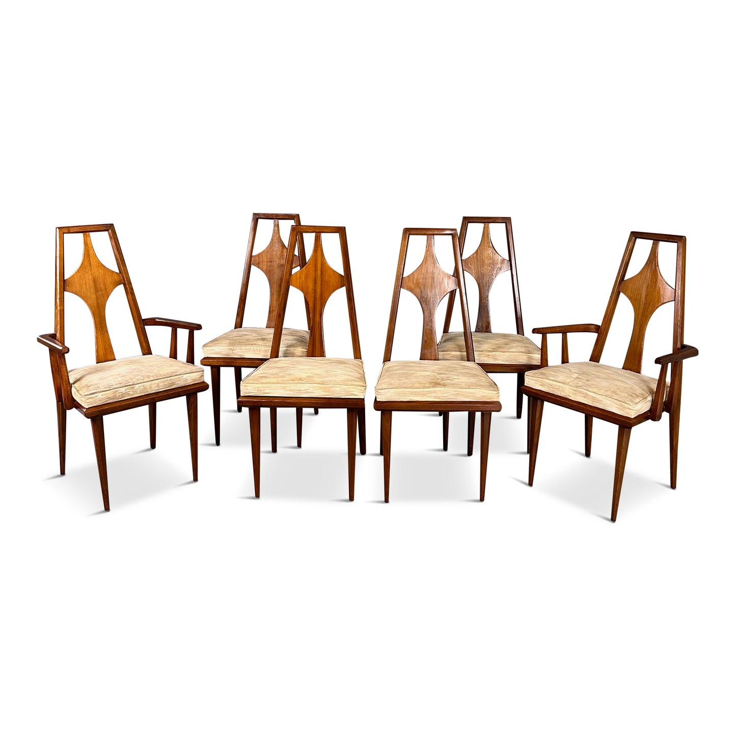 SOLD – 1960s Set of 6 Edmond J. Spence Walnut Dining Chairs Swedish Modern