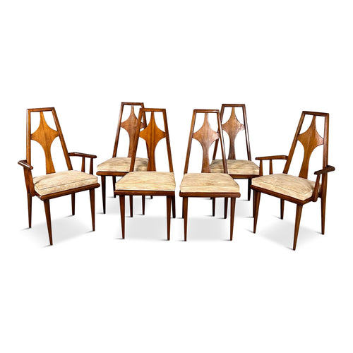 1960s Set of 6 Edmond J. Spence Walnut Dining Chairs Swedish Modern