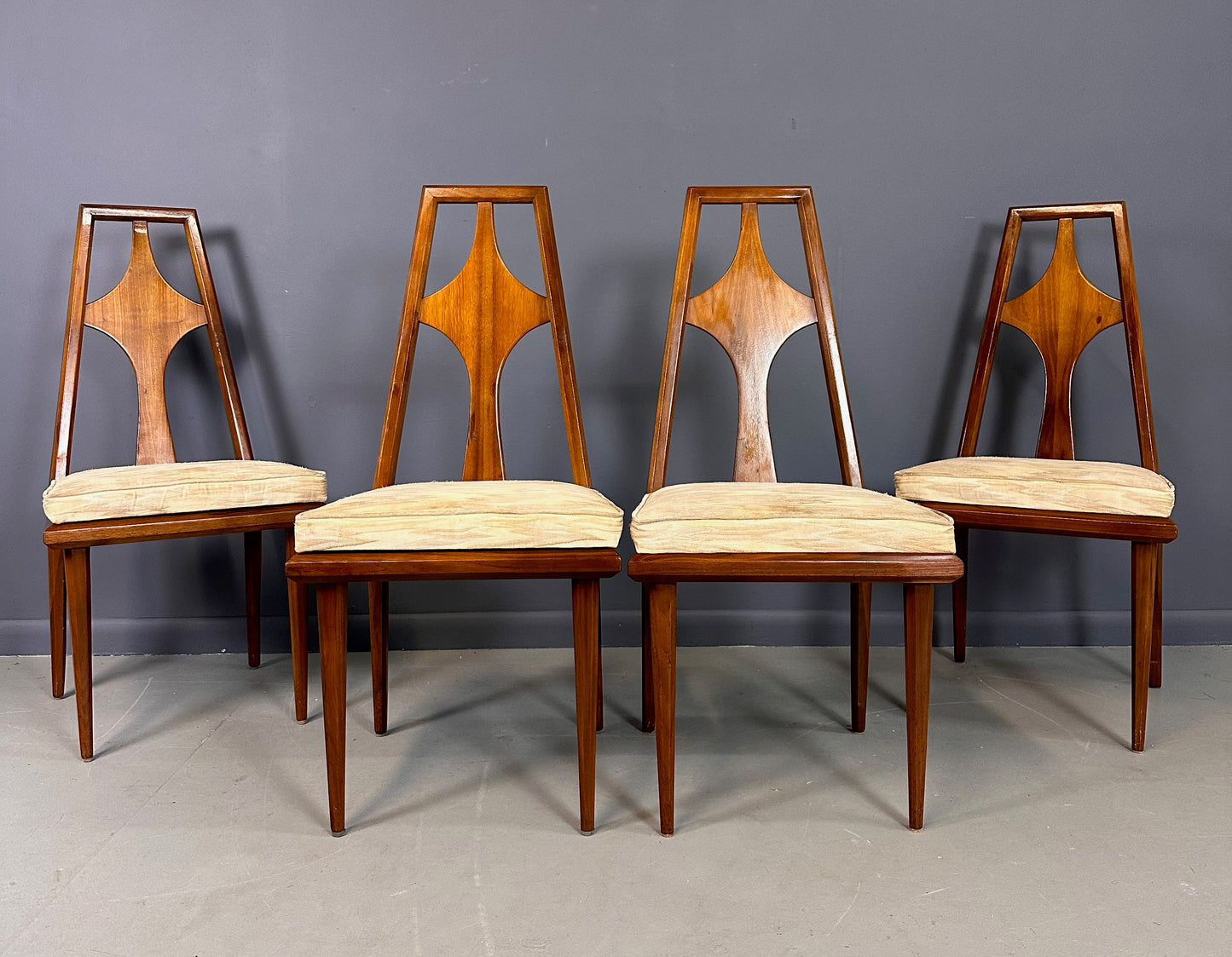 SOLD – 1960s Set of 6 Edmond J. Spence Walnut Dining Chairs Swedish Modern