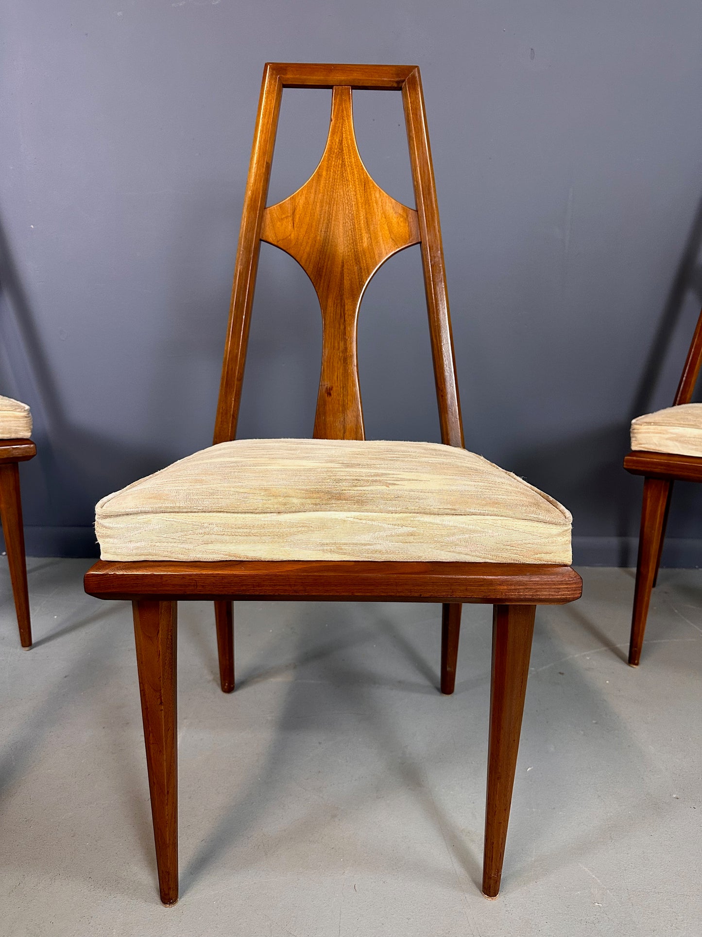 SOLD – 1960s Set of 6 Edmond J. Spence Walnut Dining Chairs Swedish Modern