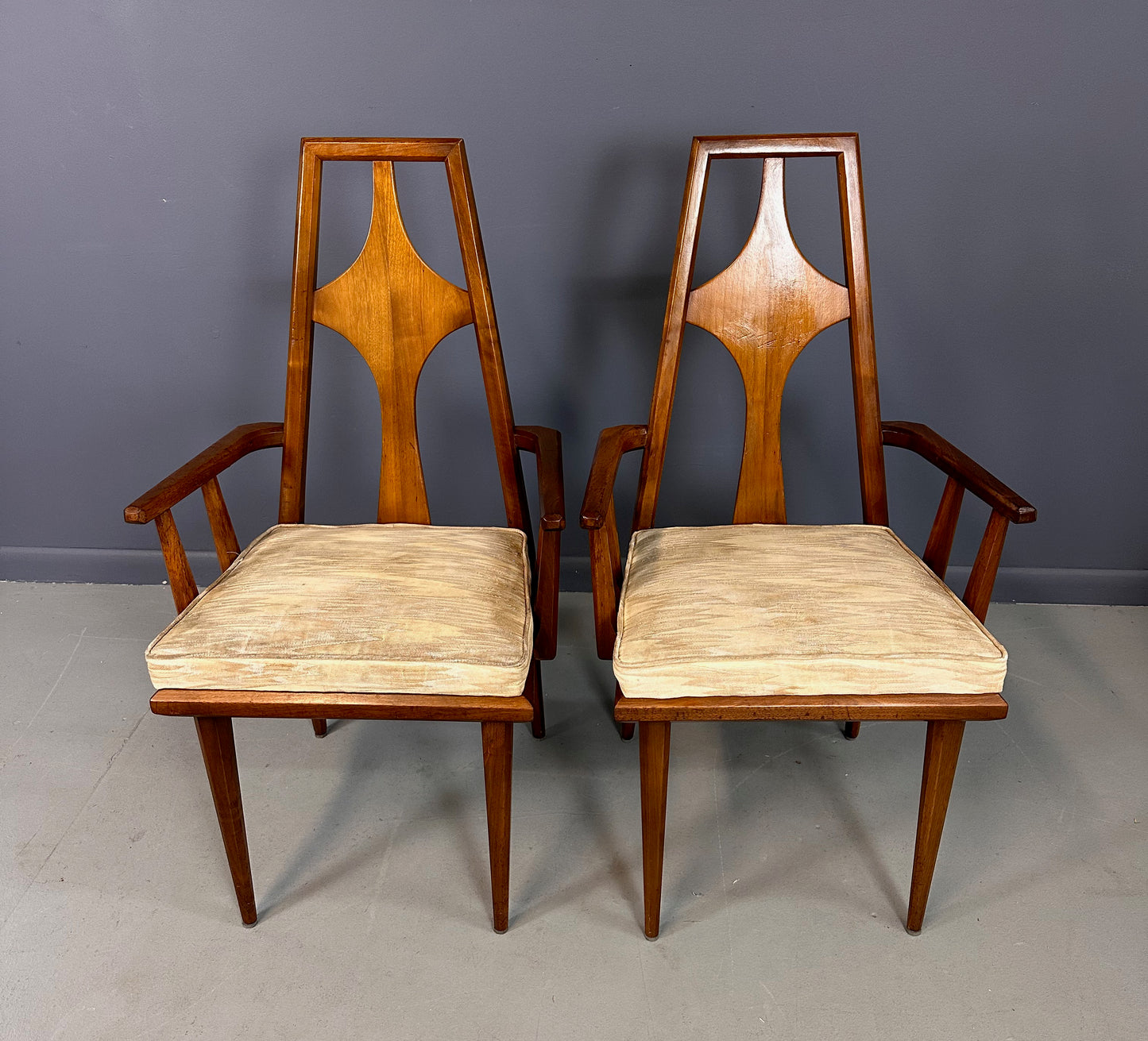 SOLD – 1960s Set of 6 Edmond J. Spence Walnut Dining Chairs Swedish Modern