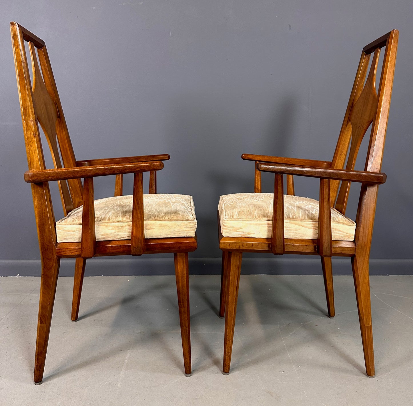 SOLD – 1960s Set of 6 Edmond J. Spence Walnut Dining Chairs Swedish Modern