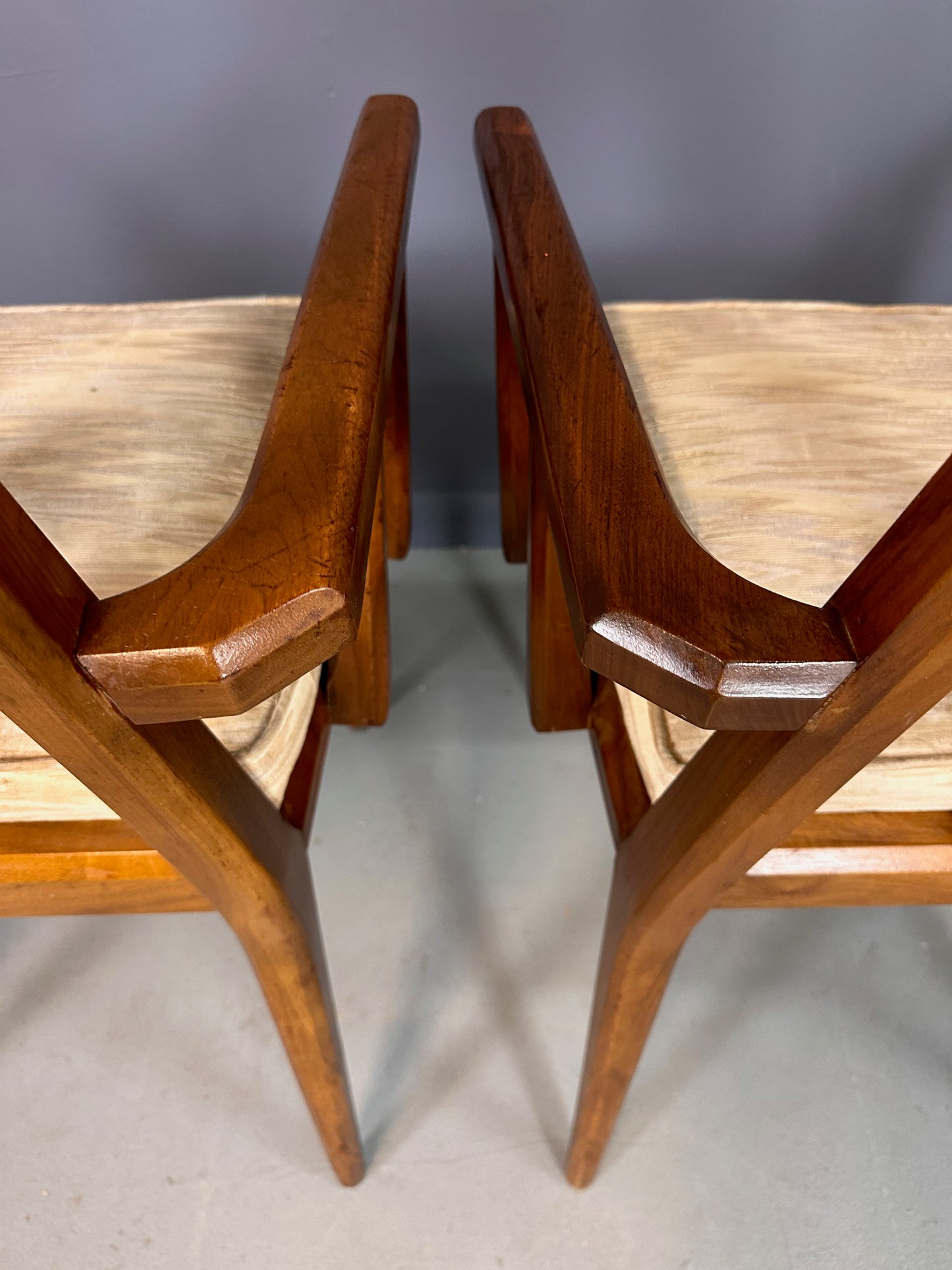 SOLD – 1960s Set of 6 Edmond J. Spence Walnut Dining Chairs Swedish Modern