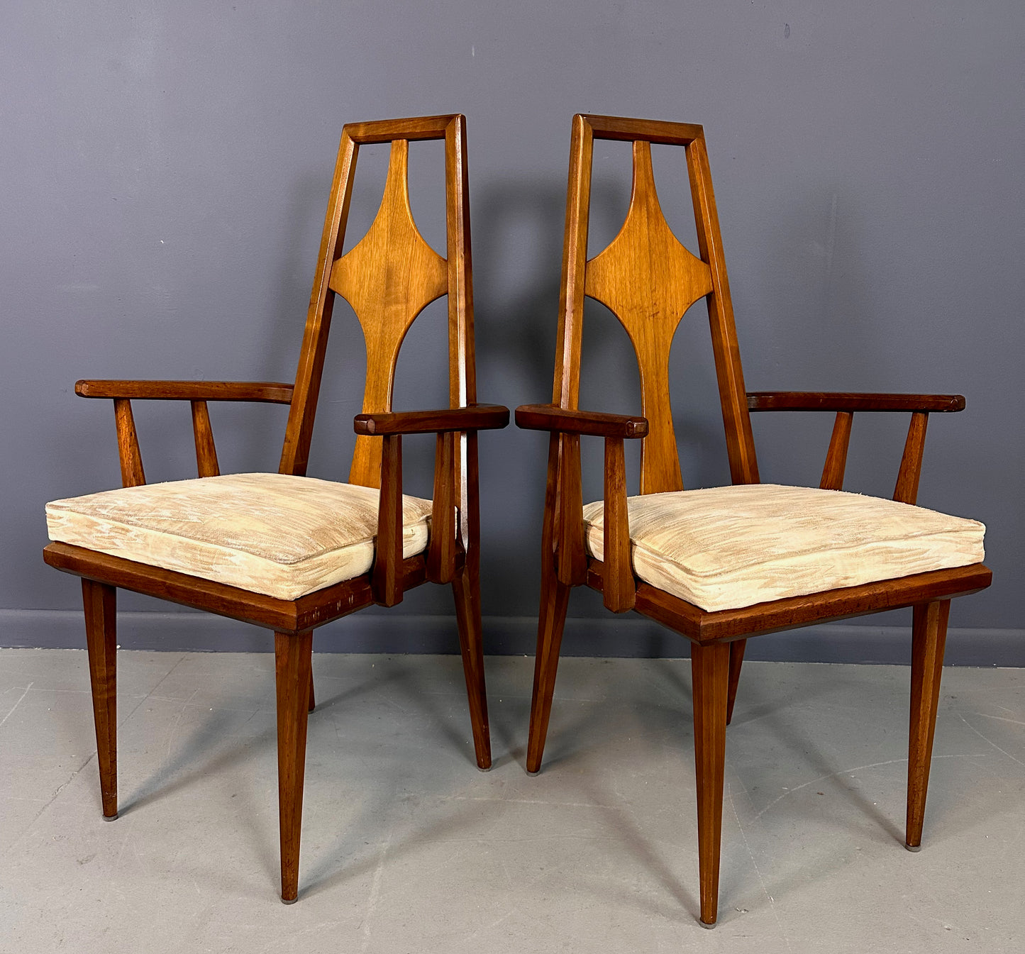 SOLD – 1960s Set of 6 Edmond J. Spence Walnut Dining Chairs Swedish Modern