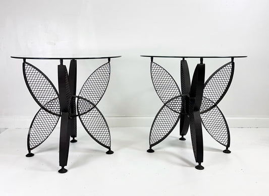 SOLD – Pair of John Salterini Iron Butterfly Side Tables Mid Century