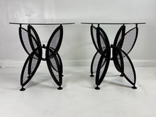 Load image into Gallery viewer, Pair of John Salterini Iron Butterfly Side Tables Mid Century