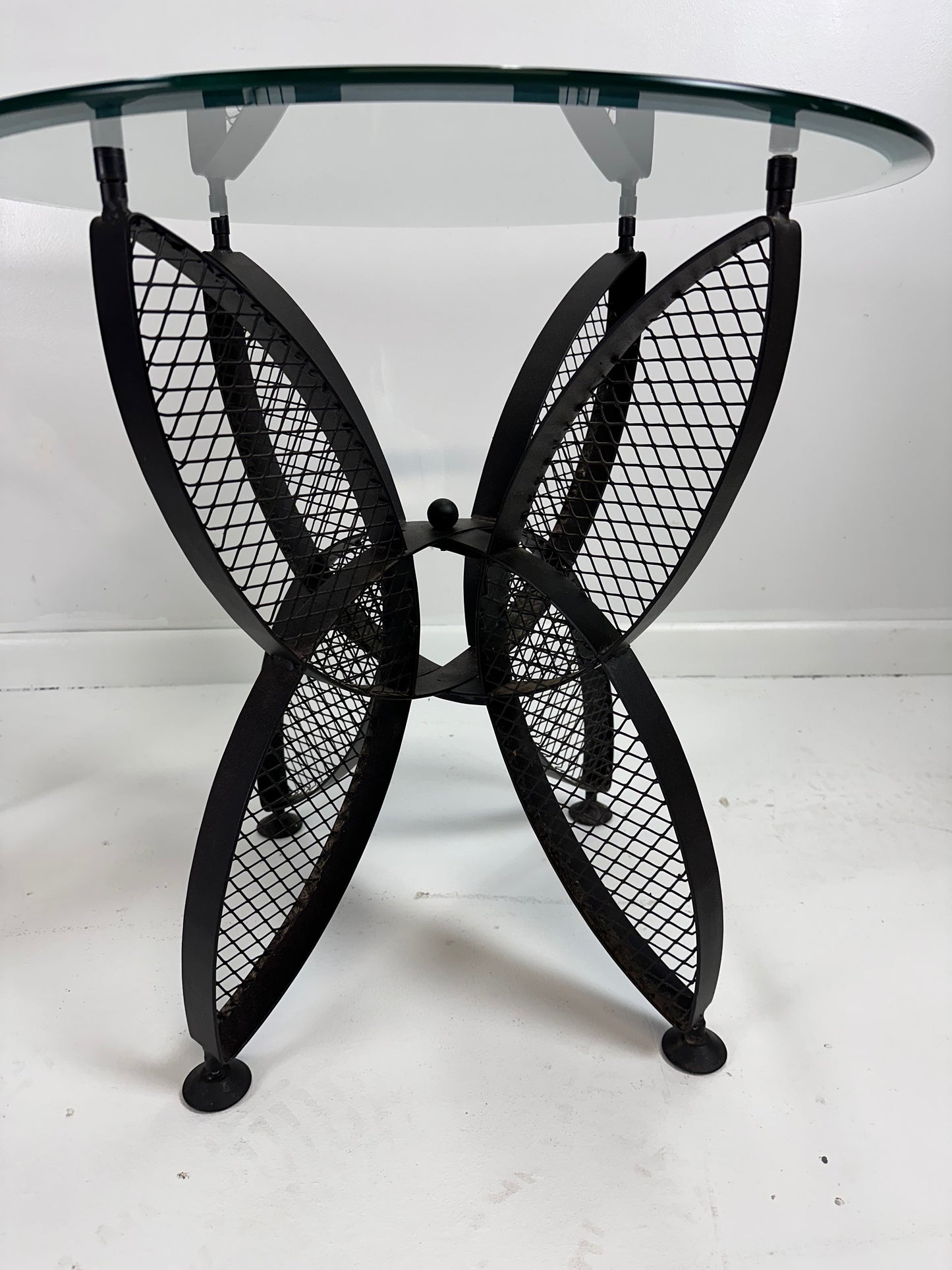 SOLD – Pair of John Salterini Iron Butterfly Side Tables Mid Century