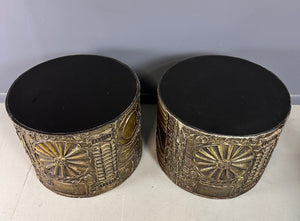 1970s Pair of Adrian Pearsall Brutalist Style Round Side Tables