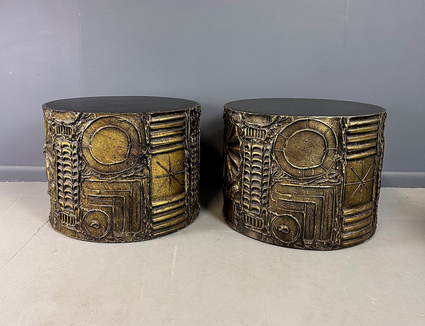 SOLD – 1970s Pair of Adrian Pearsall Brutalist Style Round Side Tables