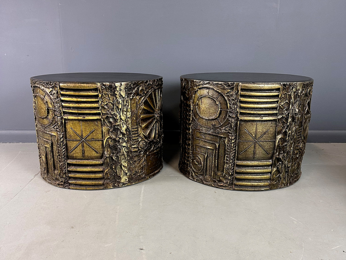 SOLD – 1970s Pair of Adrian Pearsall Brutalist Style Round Side Tables