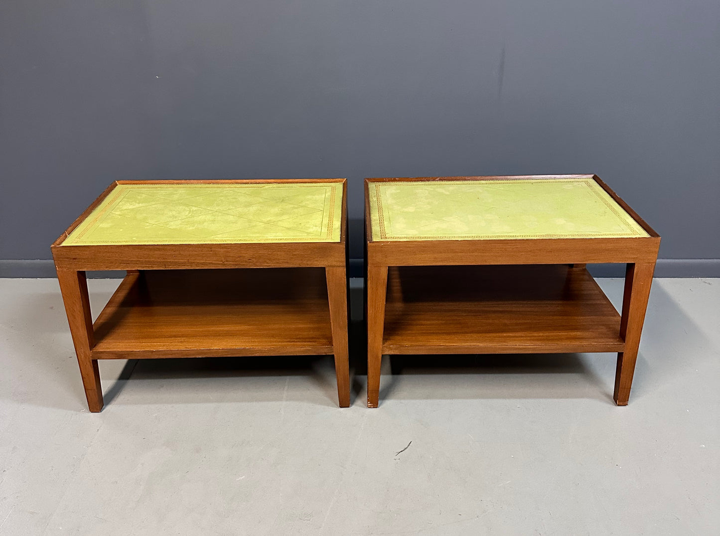 SOLD – Custom Made Side Tables with Leather Tops For The House of Gene Wilder