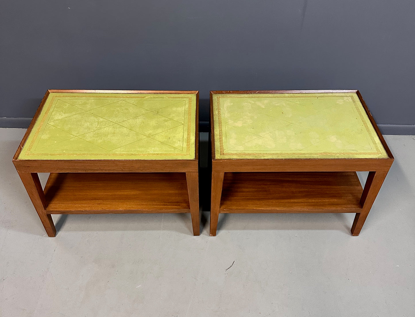 SOLD – Custom Made Side Tables with Leather Tops For The House of Gene Wilder