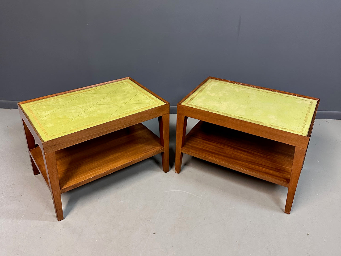 SOLD – Custom Made Side Tables with Leather Tops For The House of Gene Wilder