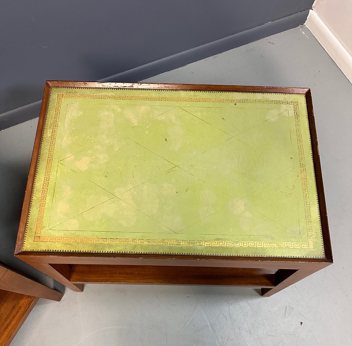SOLD – Custom Made Side Tables with Leather Tops For The House of Gene Wilder