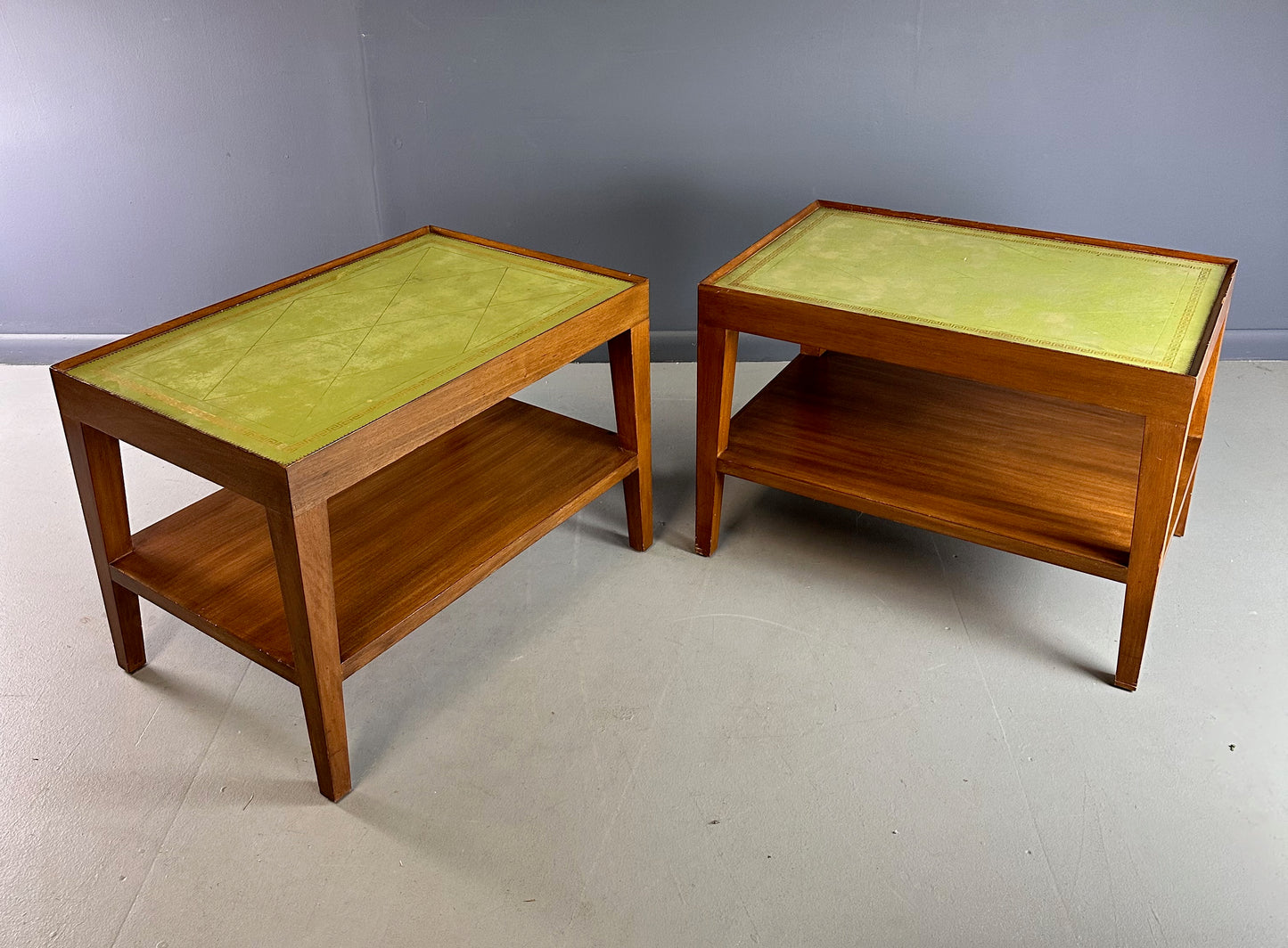 SOLD – Custom Made Side Tables with Leather Tops For The House of Gene Wilder