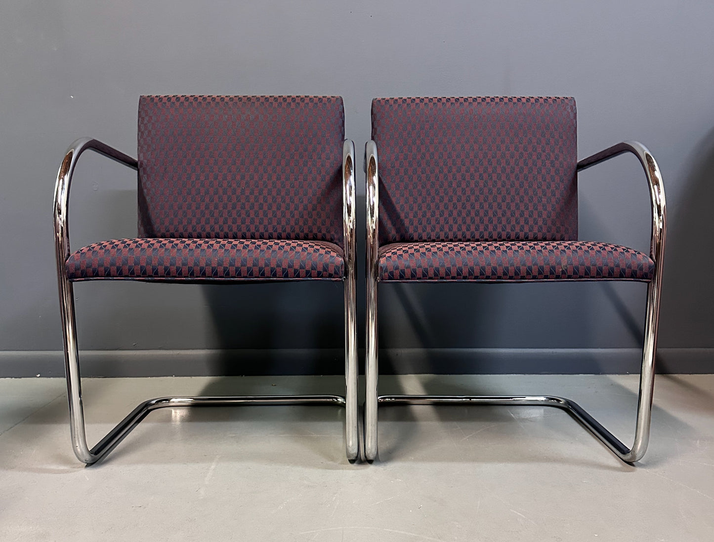 Pair of Tubular Ludwig Mies van der Rohe Brno Armchairs by Gordon International