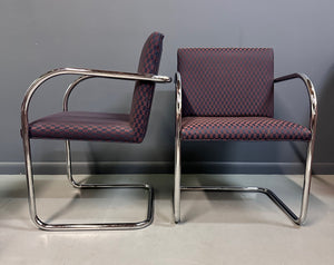 Pair of Tubular Ludwig Mies van der Rohe Brno Armchairs by Gordon International