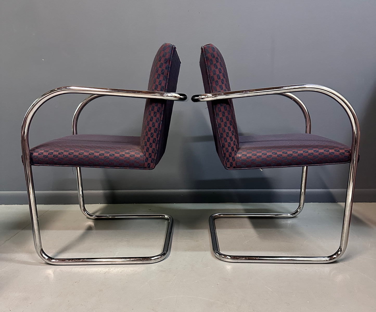 Pair of Tubular Ludwig Mies van der Rohe Brno Armchairs by Gordon International