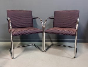 Pair of Tubular Ludwig Mies van der Rohe Brno Armchairs by Gordon International