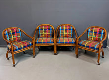 Load image into Gallery viewer, 1970s Set of 4 Drexel Game Table Chairs with Cane Backs Mid Century