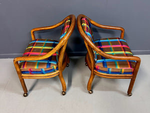 1970s Set of 4 Drexel Game Table Chairs with Cane Backs Mid Century