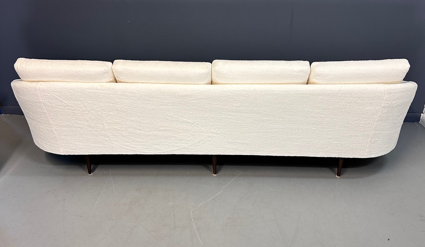 SOLD – Milo Baughman Curved Back Sofa for Thayer Coggin in a Cozy Boucle Mid Century