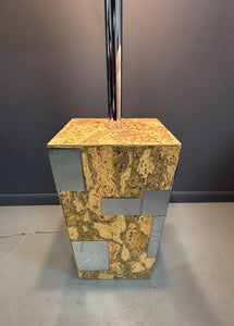 Cork and Stainless Steel Floor Lamp in the Style of Paul Evans