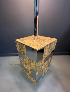 Cork and Stainless Steel Floor Lamp in the Style of Paul Evans