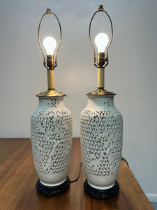 1960s Pair of Blanc De Chine Articulated table lamps