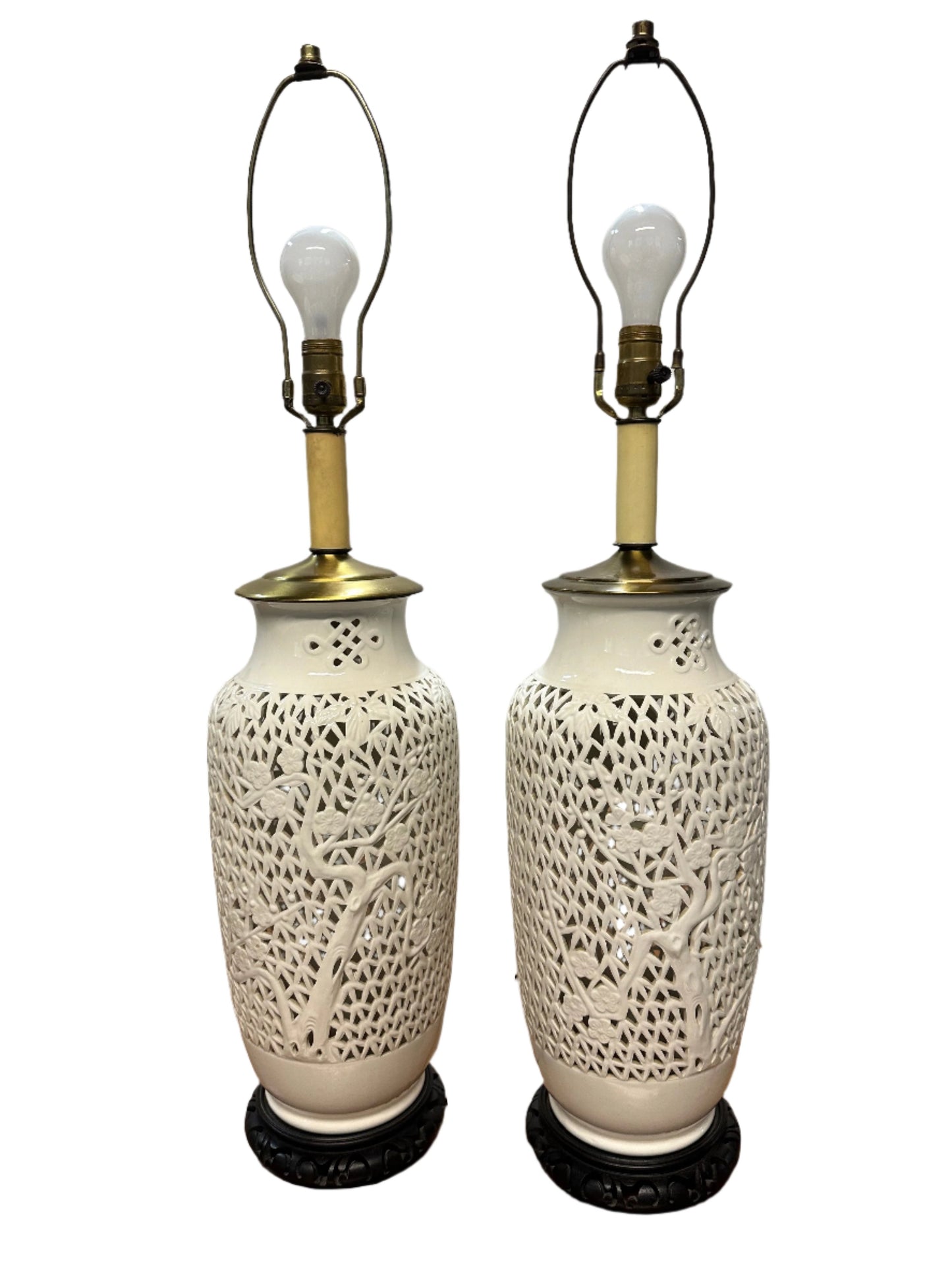 SOLD – 1960s Pair of Blanc De Chine Articulated table lamps