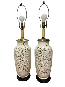 1960s Pair of Blanc De Chine Articulated table lamps