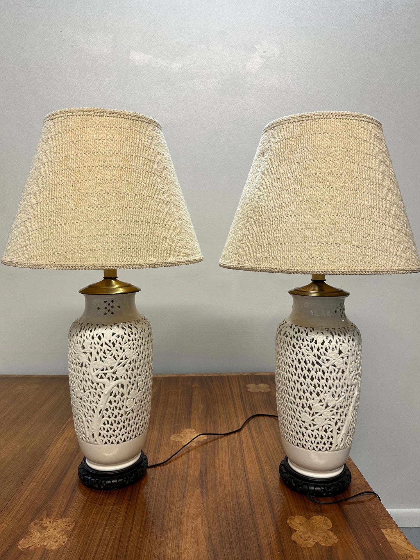 SOLD – 1960s Pair of Blanc De Chine Articulated table lamps
